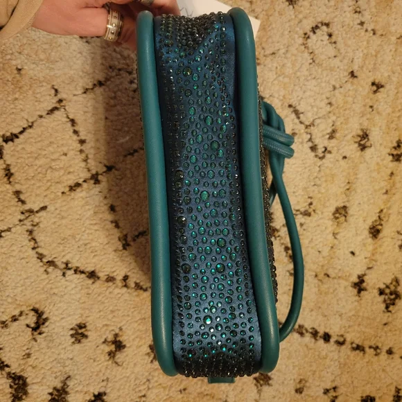 NWT JULES KAE BECCA CRYSTAL SHOULDER BAG, EMERALD - Picture 9 of 10
